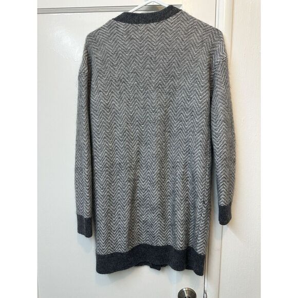 Banana Republic Herringbone Cardigan Grey Mohair Wool Size Small Sweater Long - Picture 2 of 4